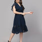 Valbone Women’s Blue Georgette Solid Print Dress