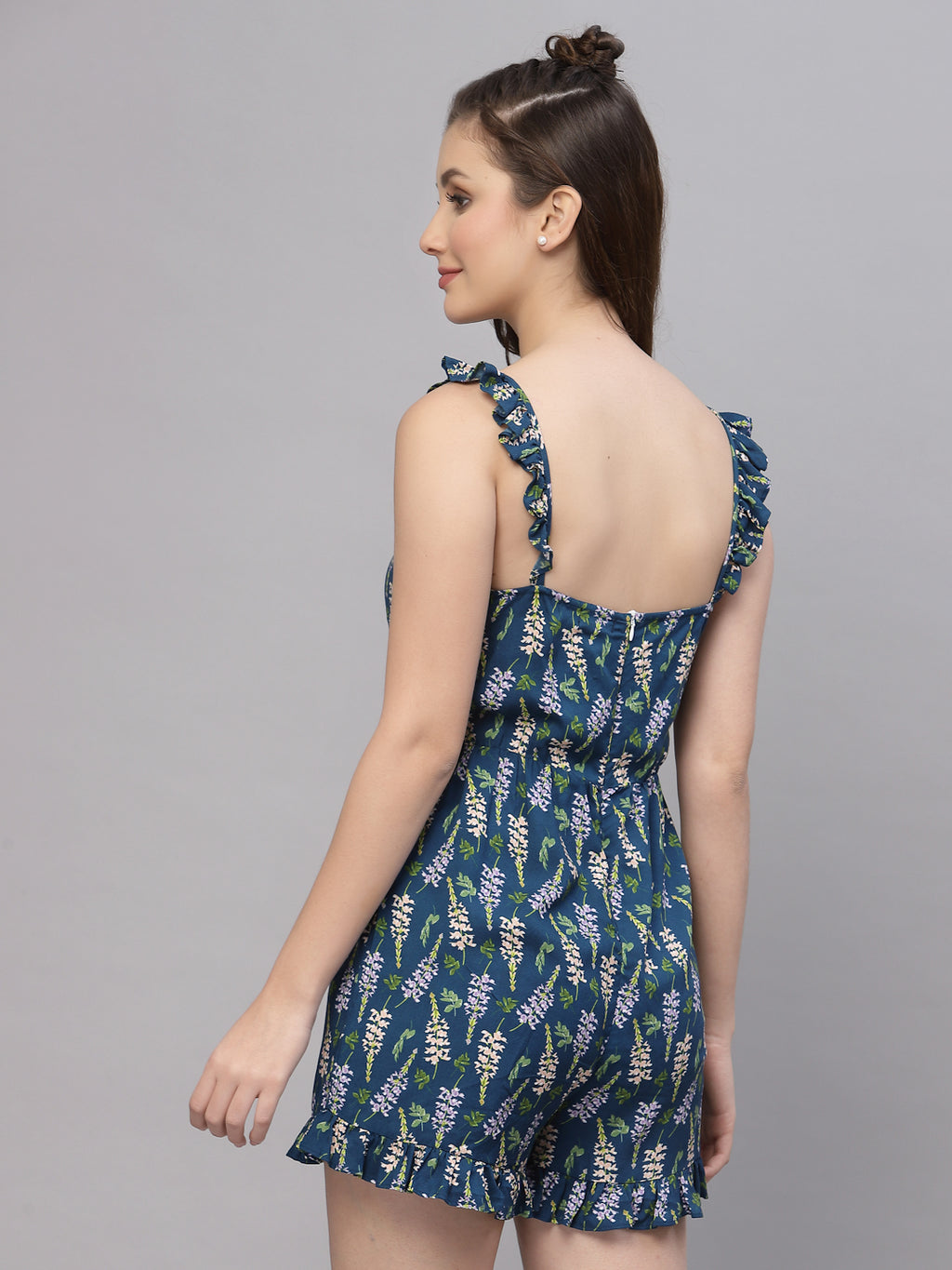 Valbone Women's Red Viscose Printed Jumpsuit