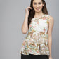 Valbone Women's White Poly Georgette Floral Top