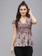 Brown Shad Printed Top