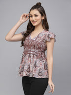 Brown Shad Printed Top
