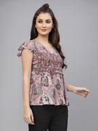 Brown Shad Printed Top