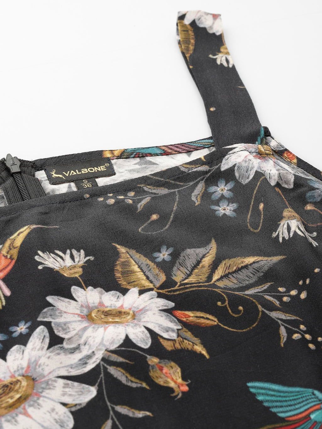 Black Floral Viscose Printed Dress