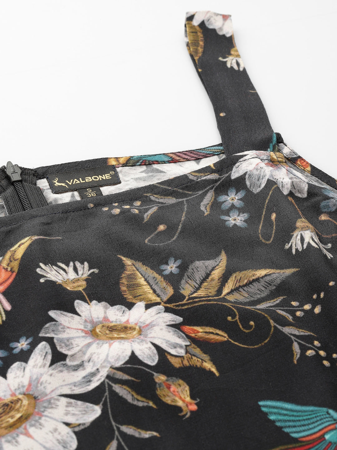 Black Floral Viscose Printed Dress