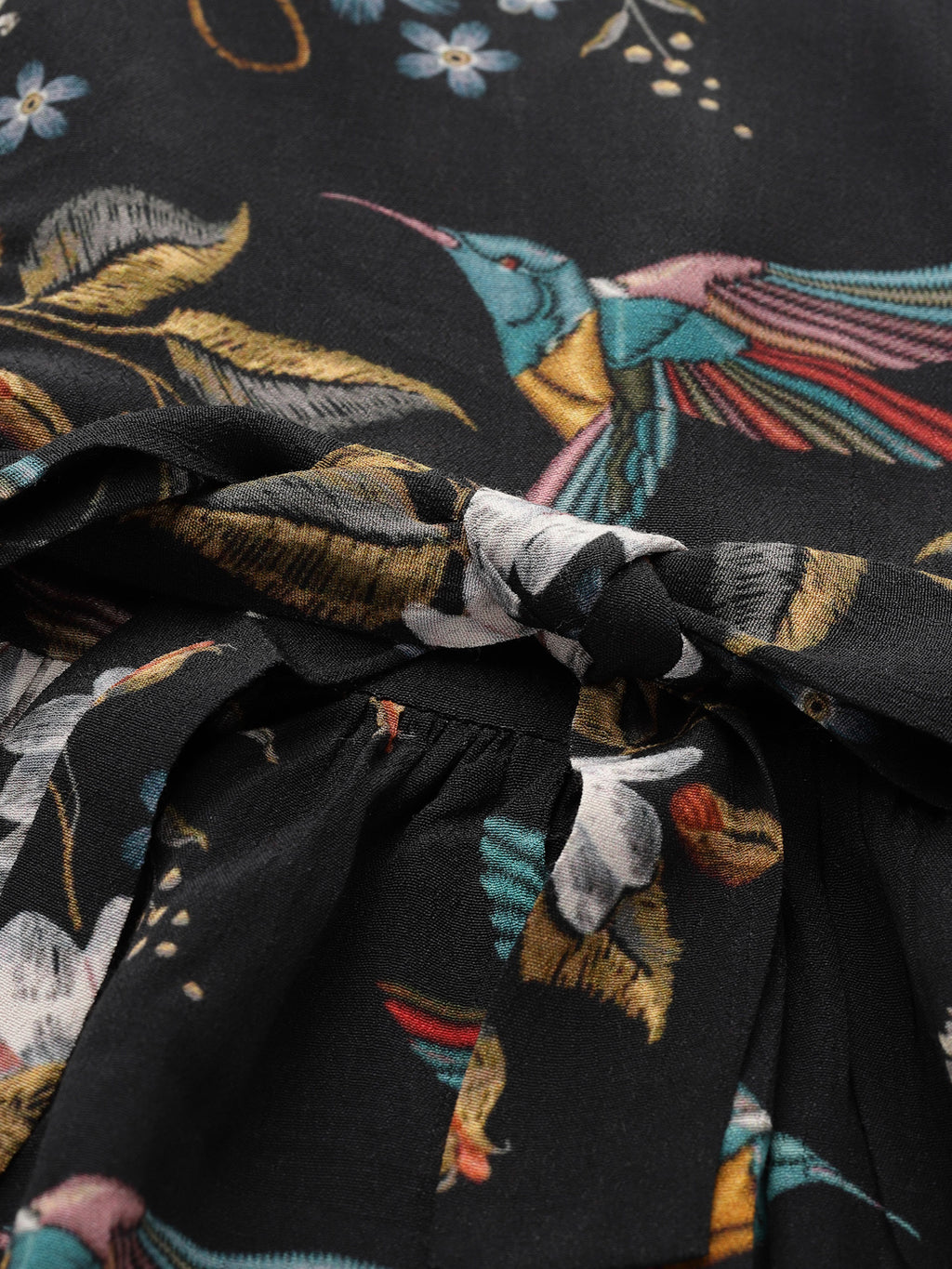 Black Floral Viscose Printed Dress