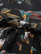 Black Floral Viscose Printed Dress