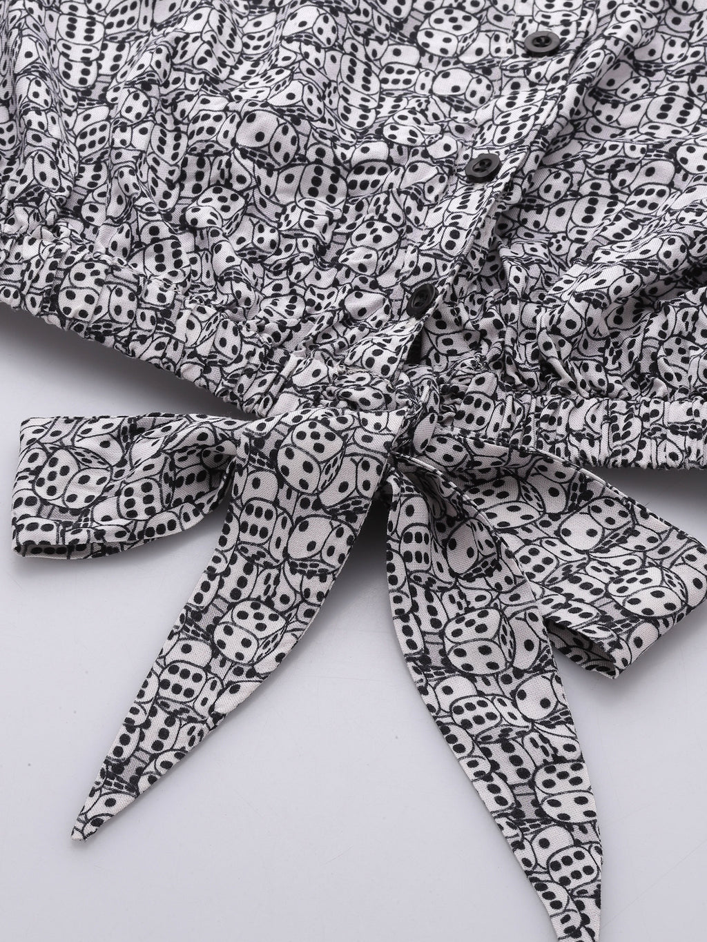 White Rayon (Ludo Dice) Printed Top