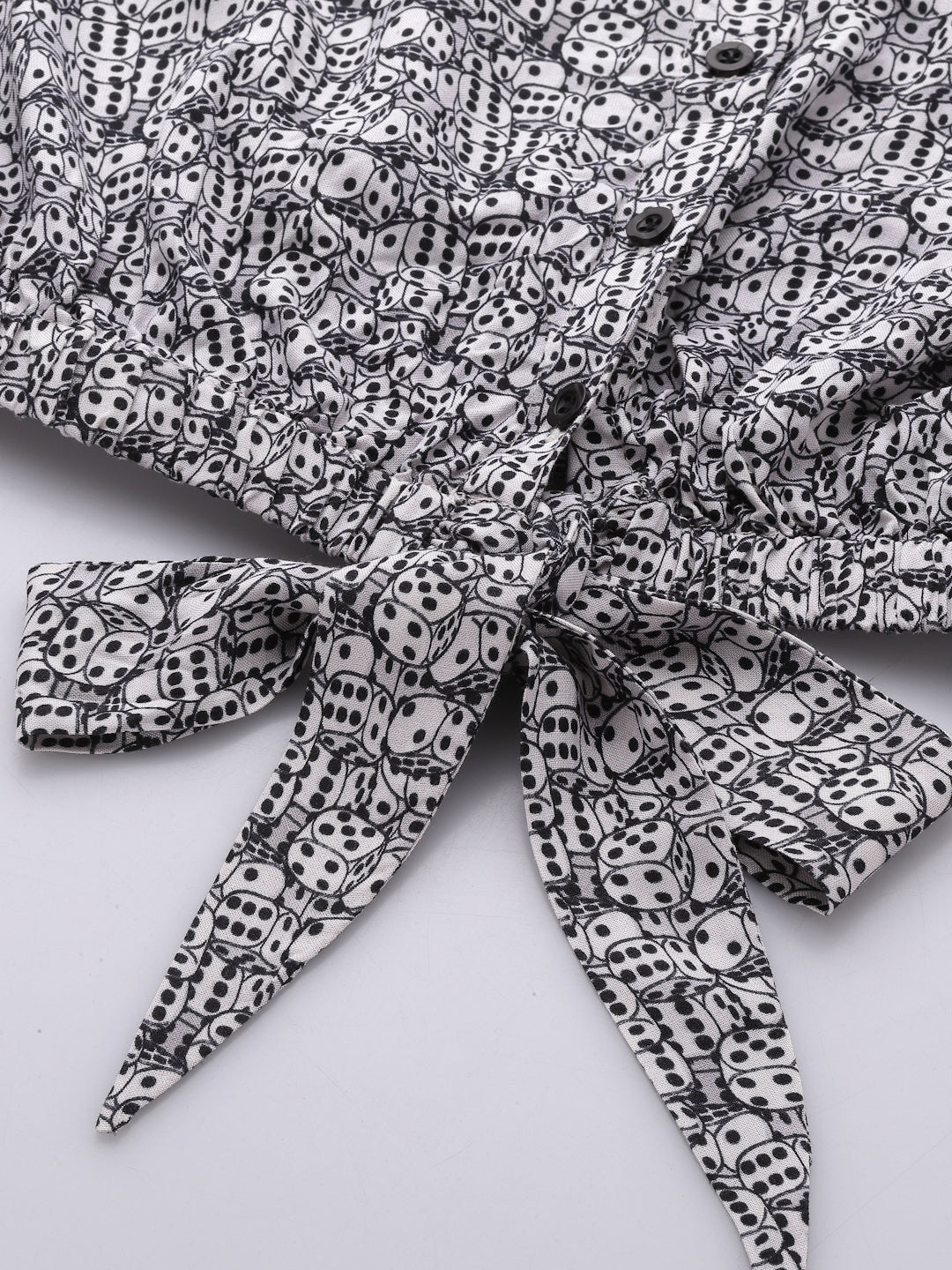 White Rayon (Ludo Dice) Printed Top