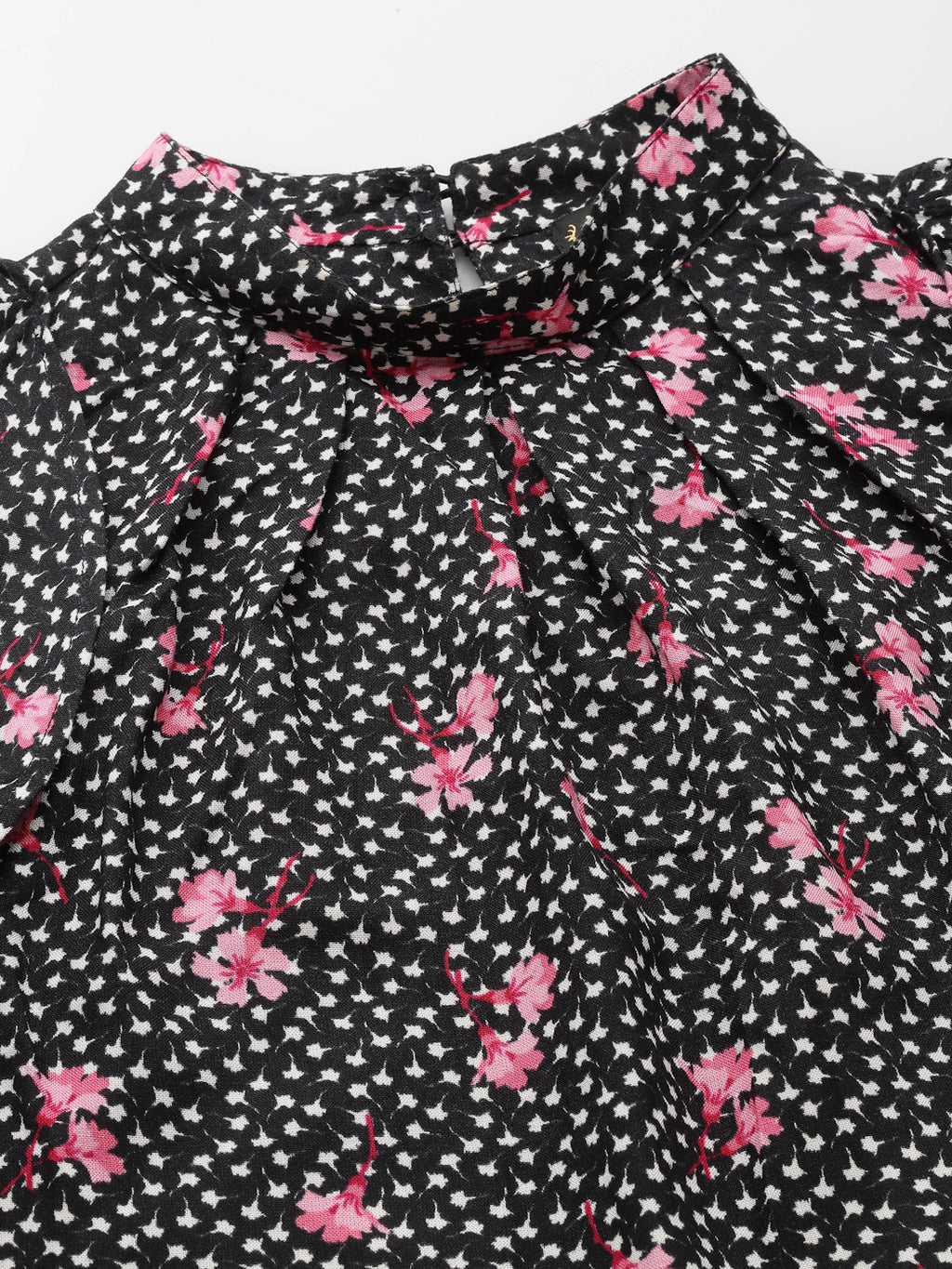 Black Floral Print Top for Women