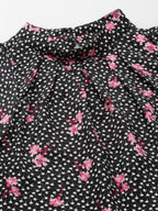 Black Floral Print Top for Women