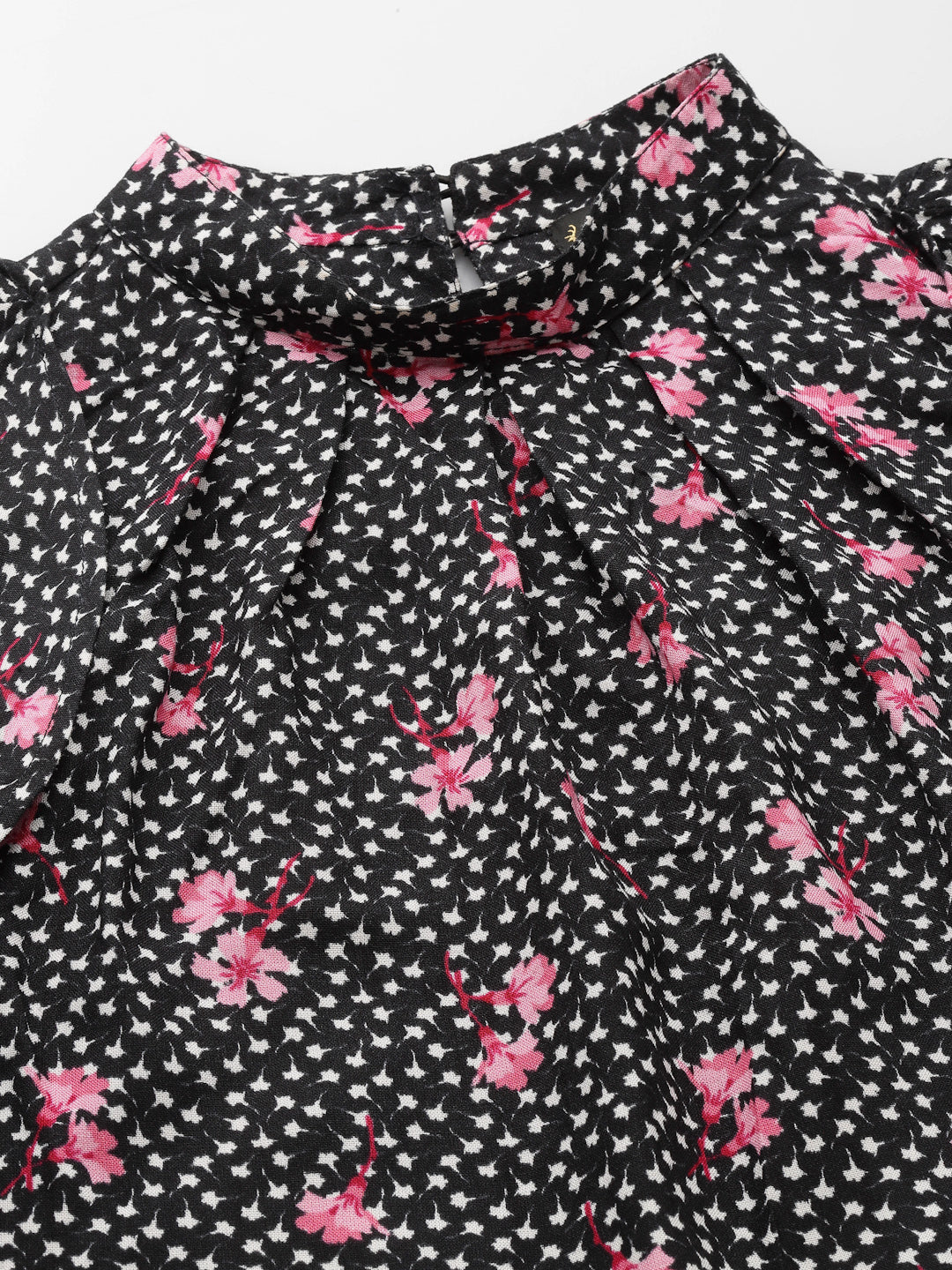 Black Floral Print Top for Women