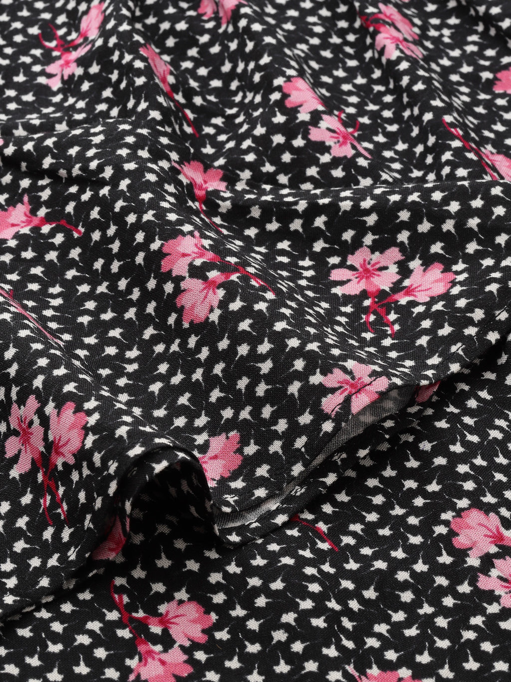 Black Floral Print Top for Women