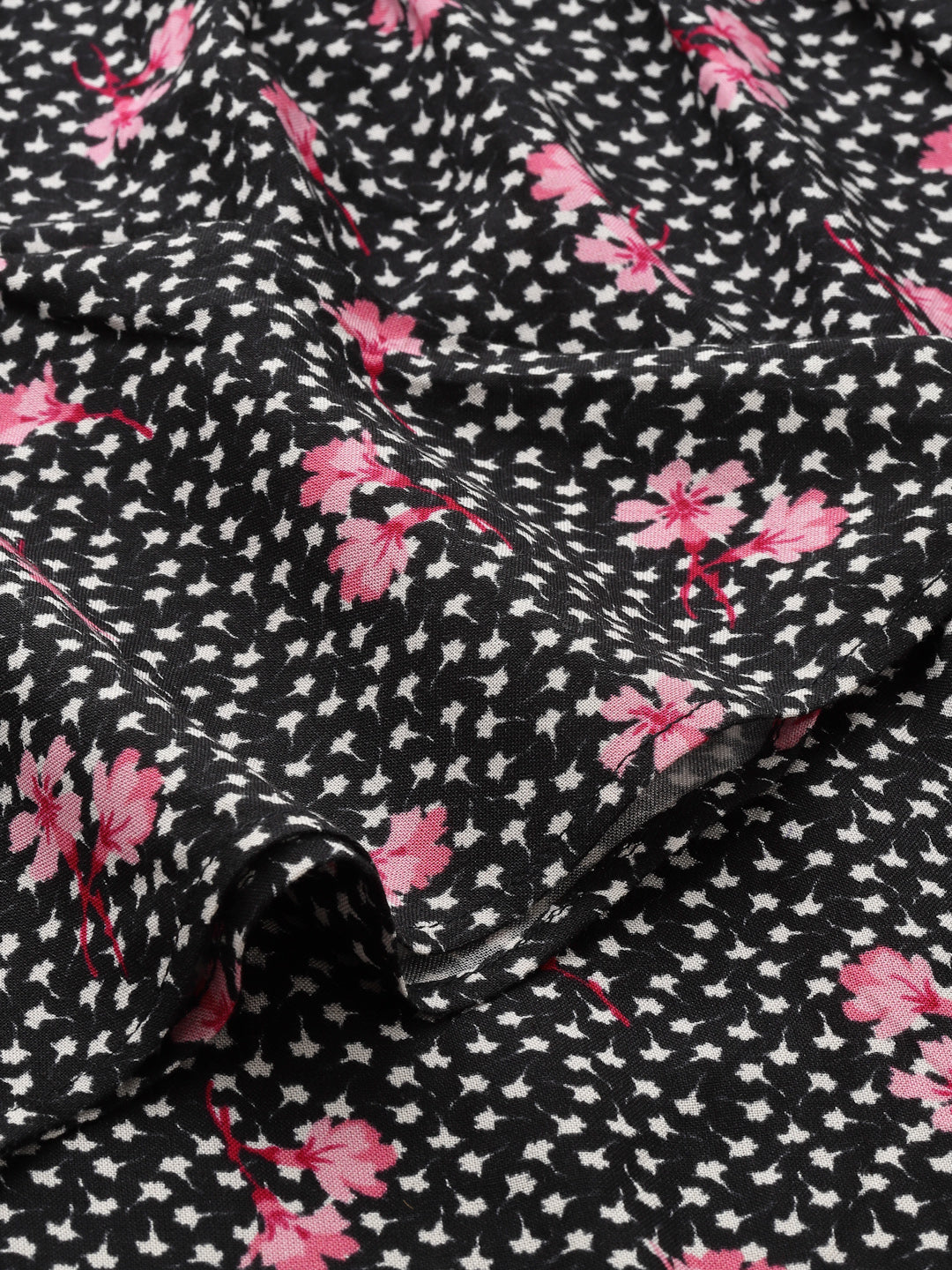 Black Floral Print Top for Women