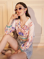🌸 Floral Heritage Printed Viscose Crop Shirt