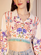 🌸 Floral Heritage Printed Viscose Crop Shirt