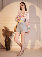 🌸 Floral Heritage Printed Viscose Crop Shirt