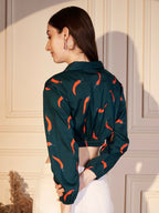 🌶️ Spice Pop Printed Cotton Crop Shirt