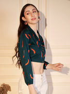 🌶️ Spice Pop Printed Cotton Crop Shirt