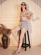 🌸 Boho Bloom Printed Viscose Crop Top