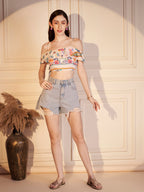 🌸 Boho Bloom Printed Viscose Crop Top