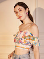 🌸 Boho Bloom Printed Viscose Crop Top