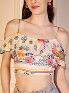 🌸 Boho Bloom Printed Viscose Crop Top