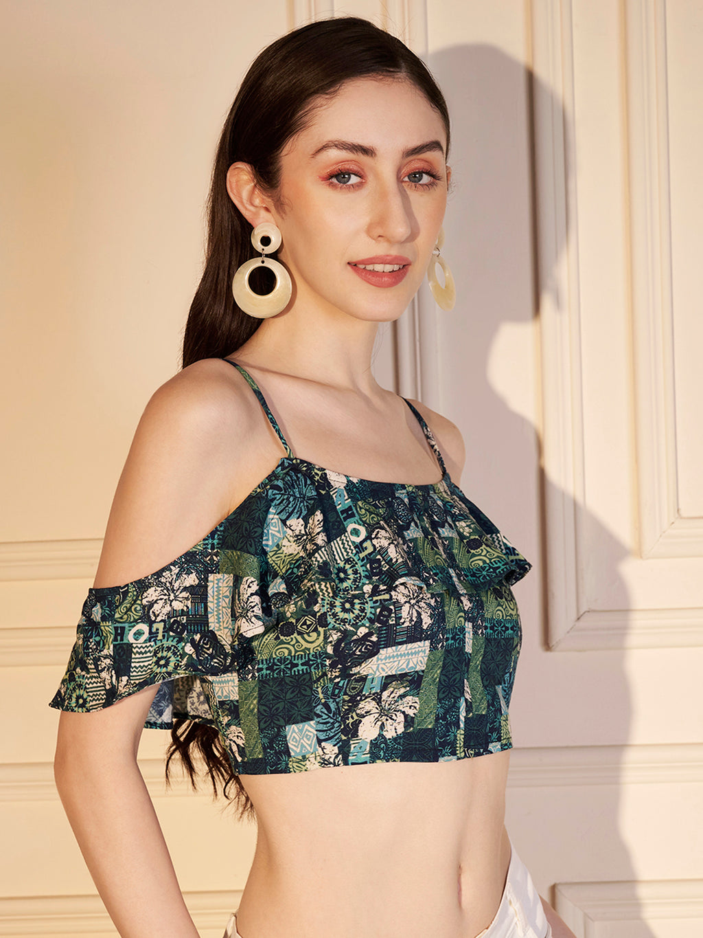 Boho Bloom Printed Viscose Crop Top