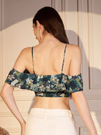 💚 Tropical Patch Printed Viscose Crop Top