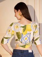 🍋 Lemon Zest Printed Viscose Crop Top