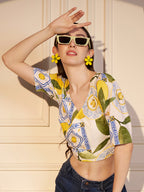 🍋 Lemon Zest Printed Viscose Crop Top