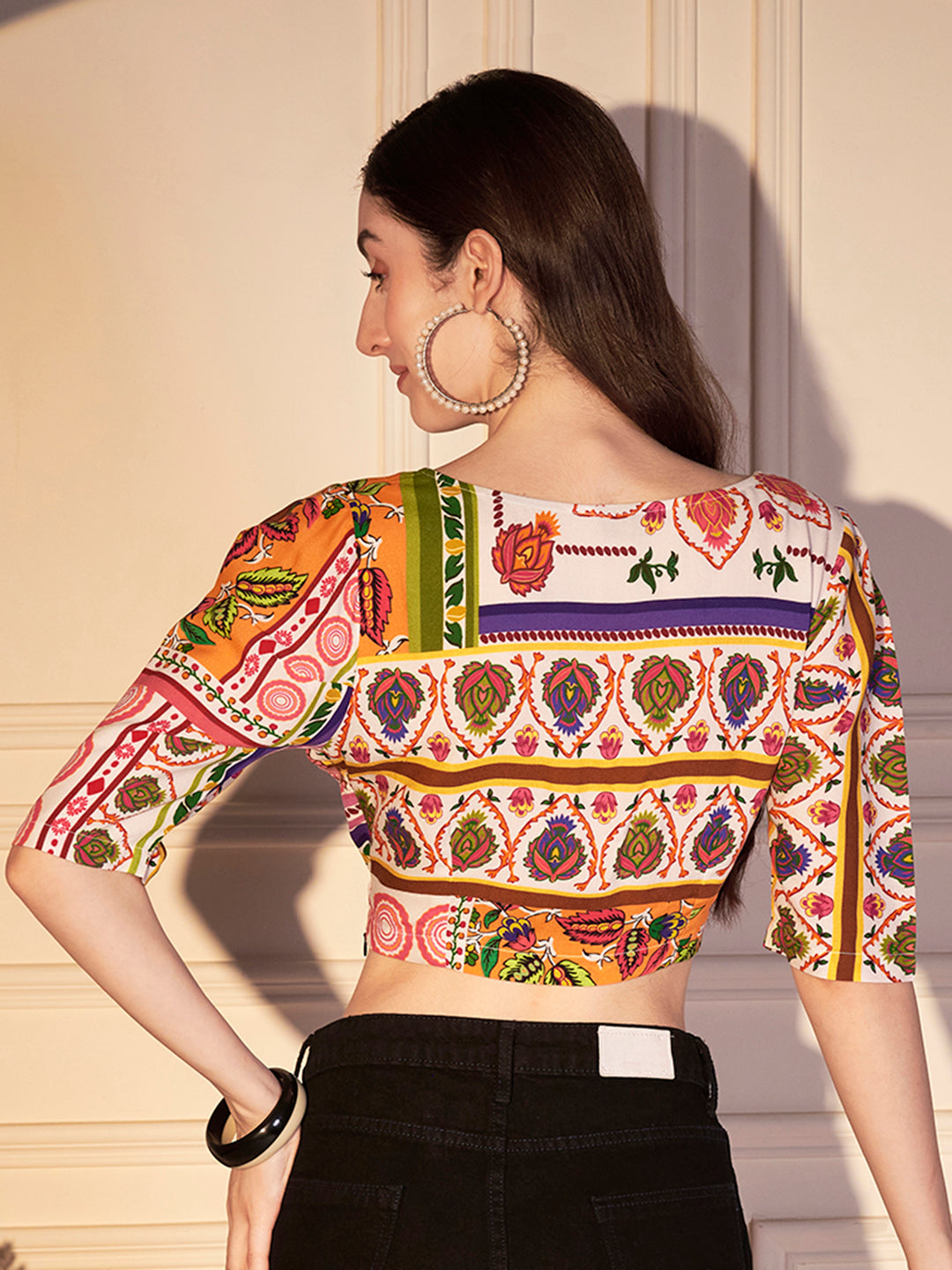 🌺 Boho Mosaic Printed Viscose Crop Top