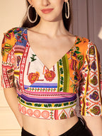 🌺 Boho Mosaic Printed Viscose Crop Top