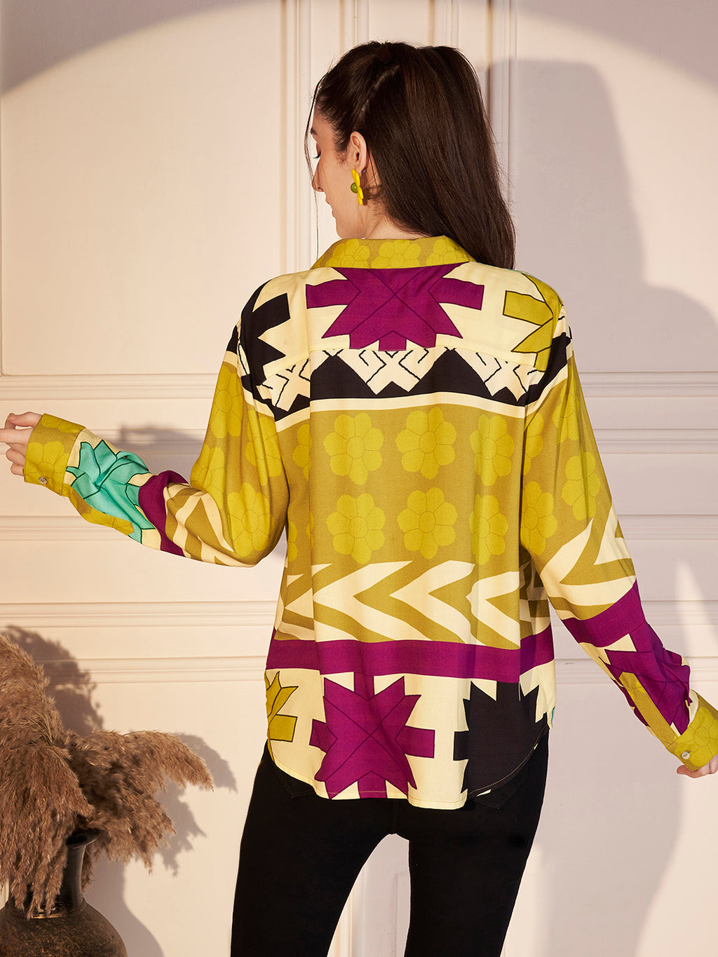 🌼 Geo Bloom Printed Viscose Shirt