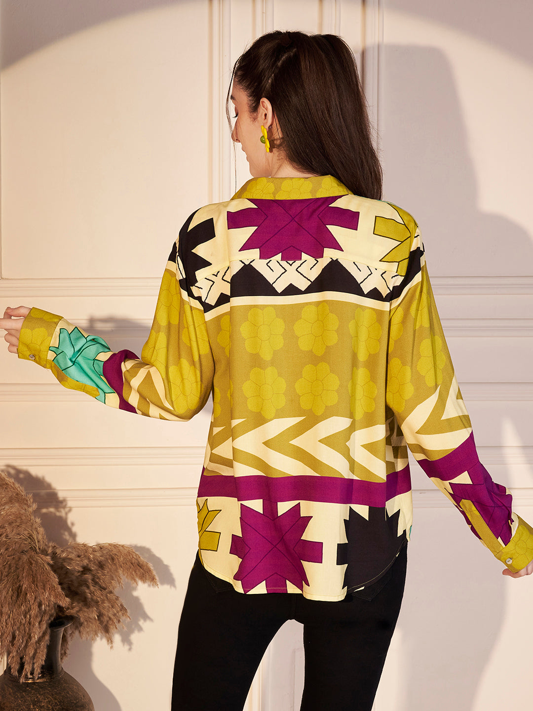 🌼 Geo Bloom Printed Viscose Shirt