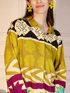 🌼 Geo Bloom Printed Viscose Shirt