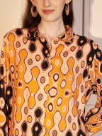 🧡 Retro Swirl Printed Viscose Shirt