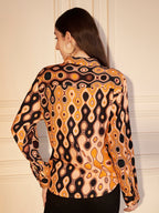 🧡 Retro Swirl Printed Viscose Shirt