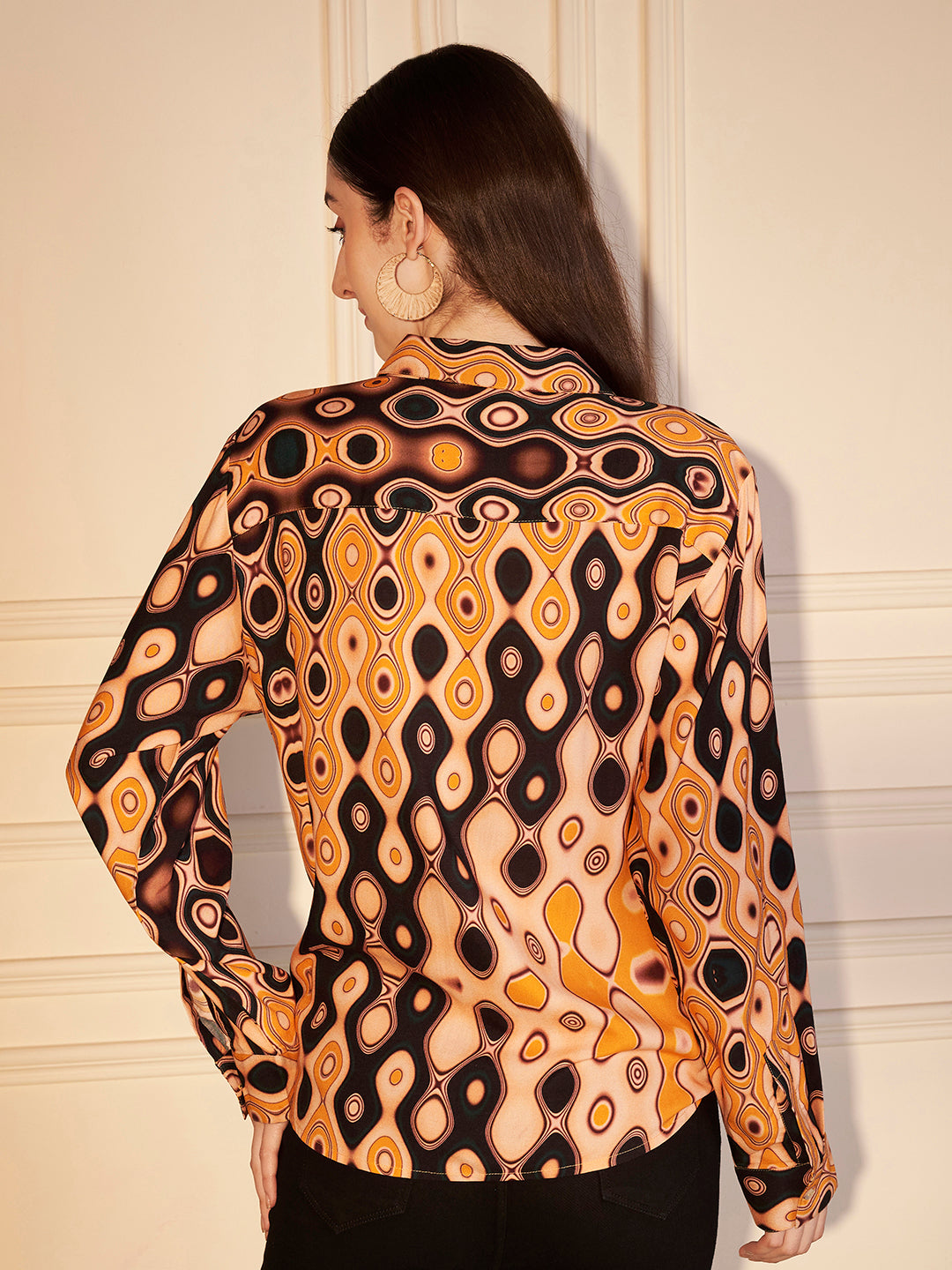 🧡 Retro Swirl Printed Viscose Shirt