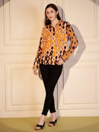 🧡 Retro Swirl Printed Viscose Shirt