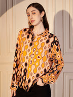 🧡 Retro Swirl Printed Viscose Shirt