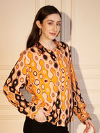 🧡 Retro Swirl Printed Viscose Shirt