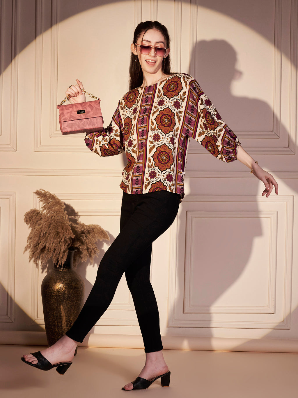 🌸 Vintage Bloom Printed Viscose Top