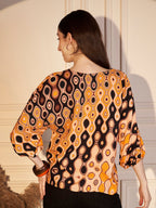 Monochrome Leaf Printed Viscose Top