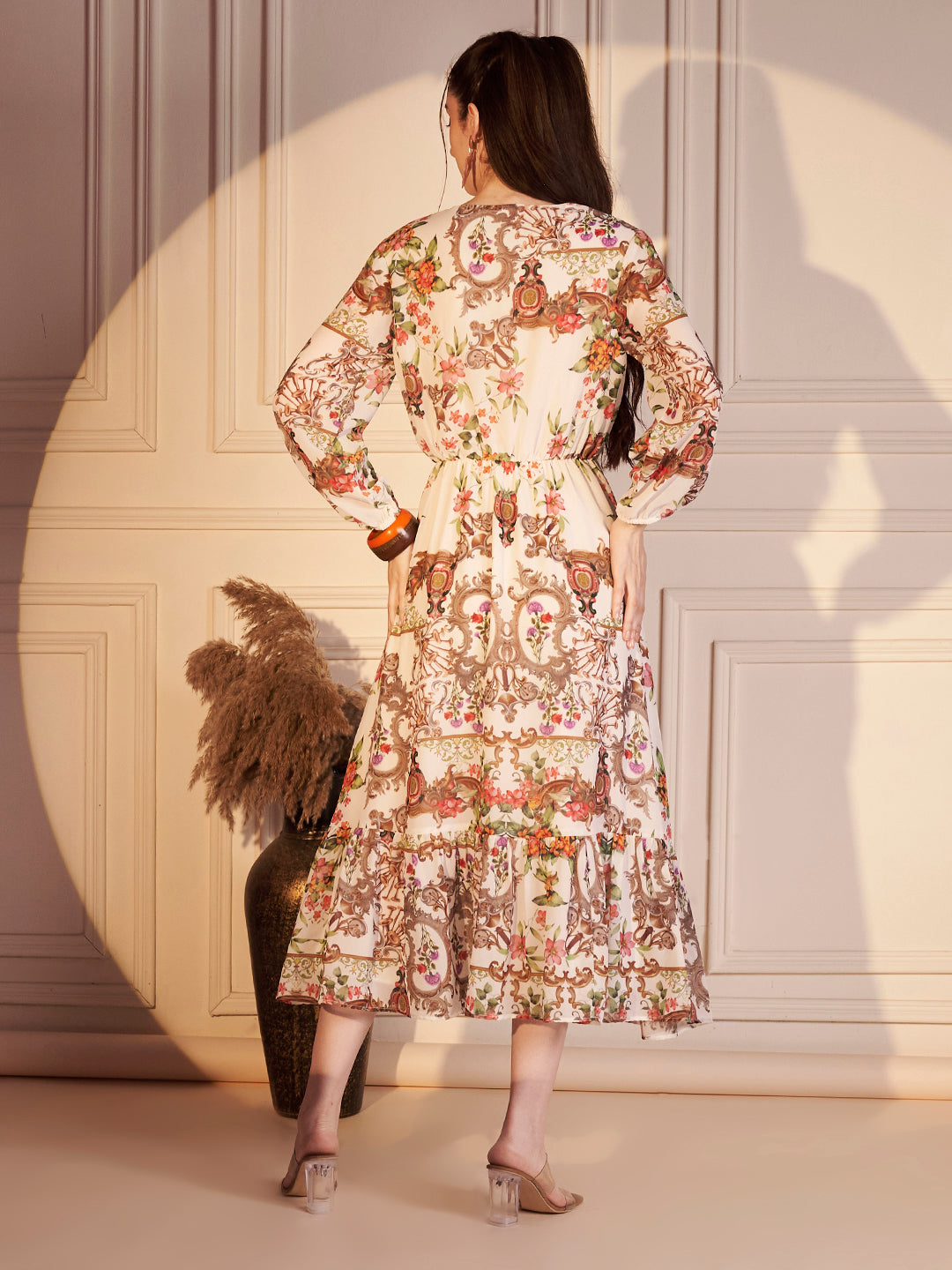 🌸 Vintage Garden Poly Georgette Printed Dress