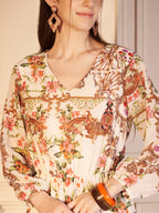 🌸 Vintage Garden Poly Georgette Printed Dress