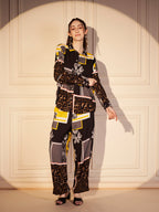 Black & Yellow Abstract Print Shirt Co-ord Set