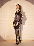 Black & Yellow Abstract Print Shirt Co-ord Set