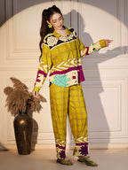 Abstract Geo Print Co-ord Set in Lime & Magenta