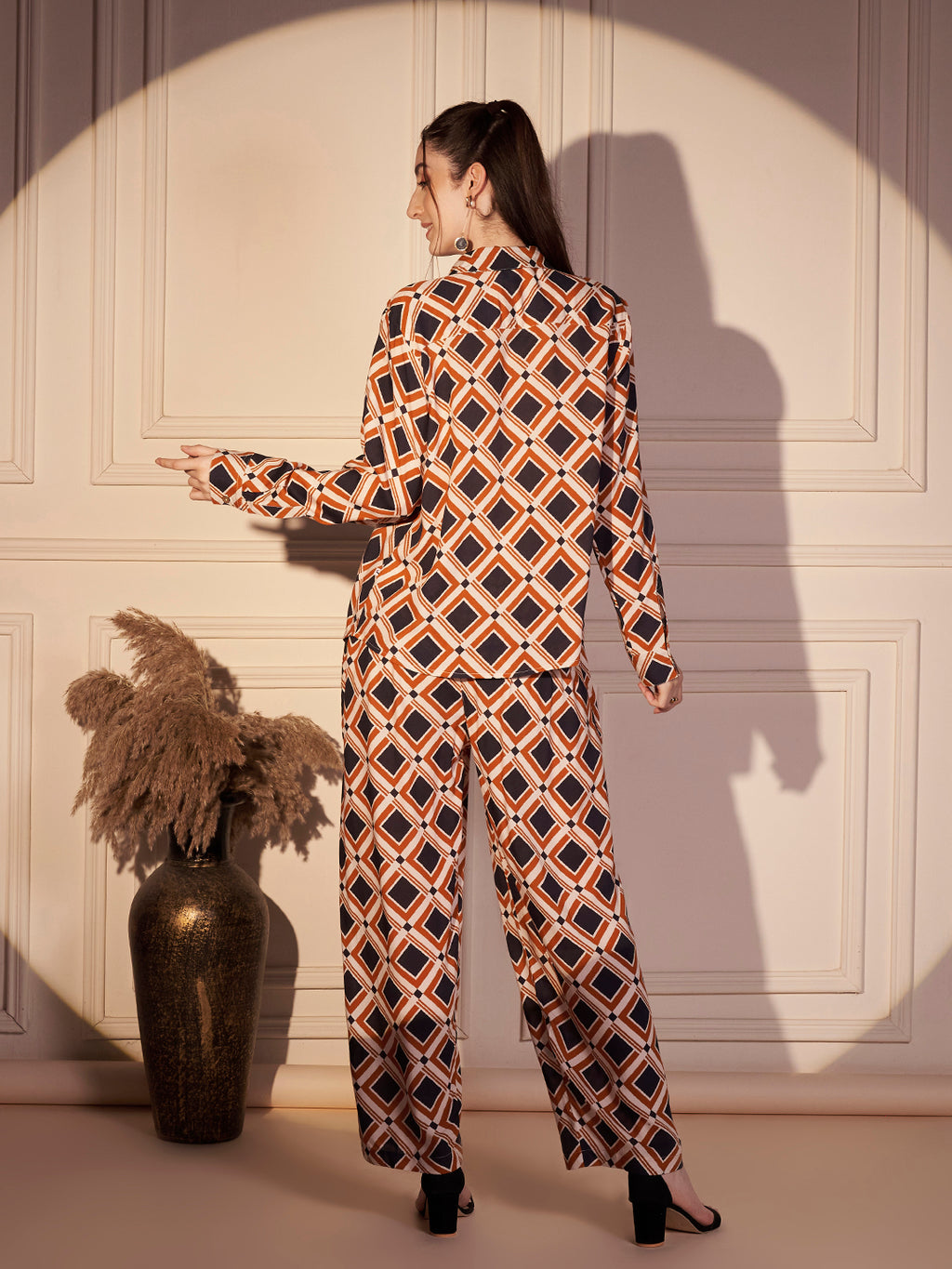 Retro Geometric Print Shirt & Trouser Co-ord Set