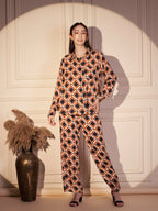 Retro Geometric Print Shirt & Trouser Co-ord Set